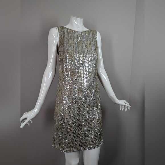 Alice + Olivia Sequin Shift Dress – Size 2 – 100% Silk Lined - Picture 10 of 10